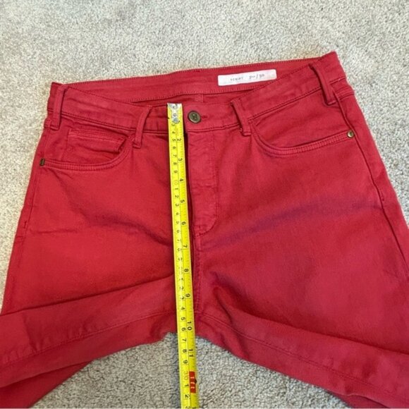 Anthropologie Pilcro and the Letterpress Coral Red Script Faded Crop Raw Hem 30 - Picture 14 of 16